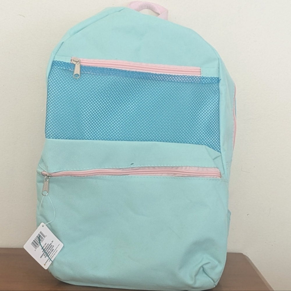 NWT Aqua Backpack with Pink Accents